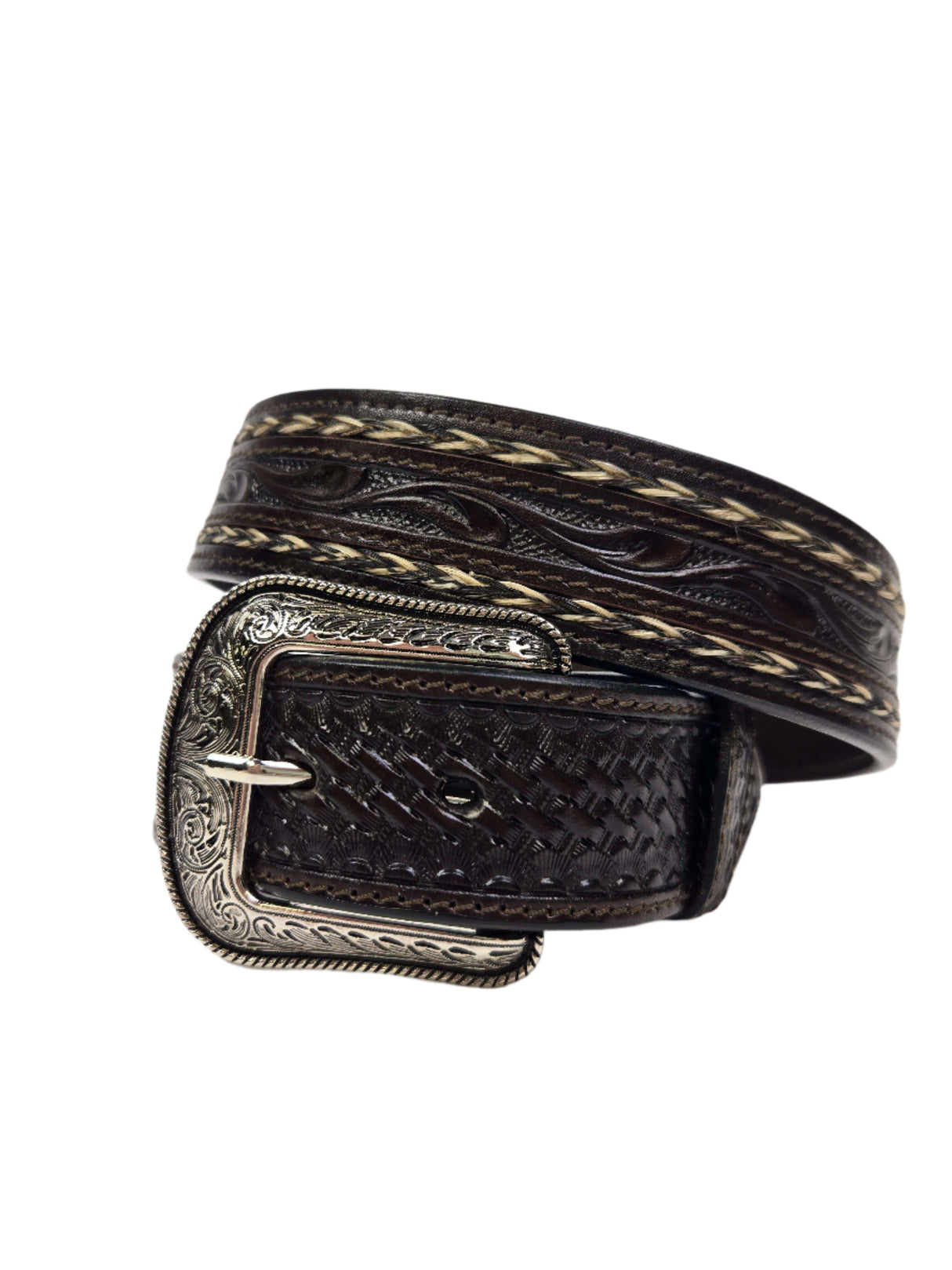 Ceinture western Floral Embossed brune - Homme