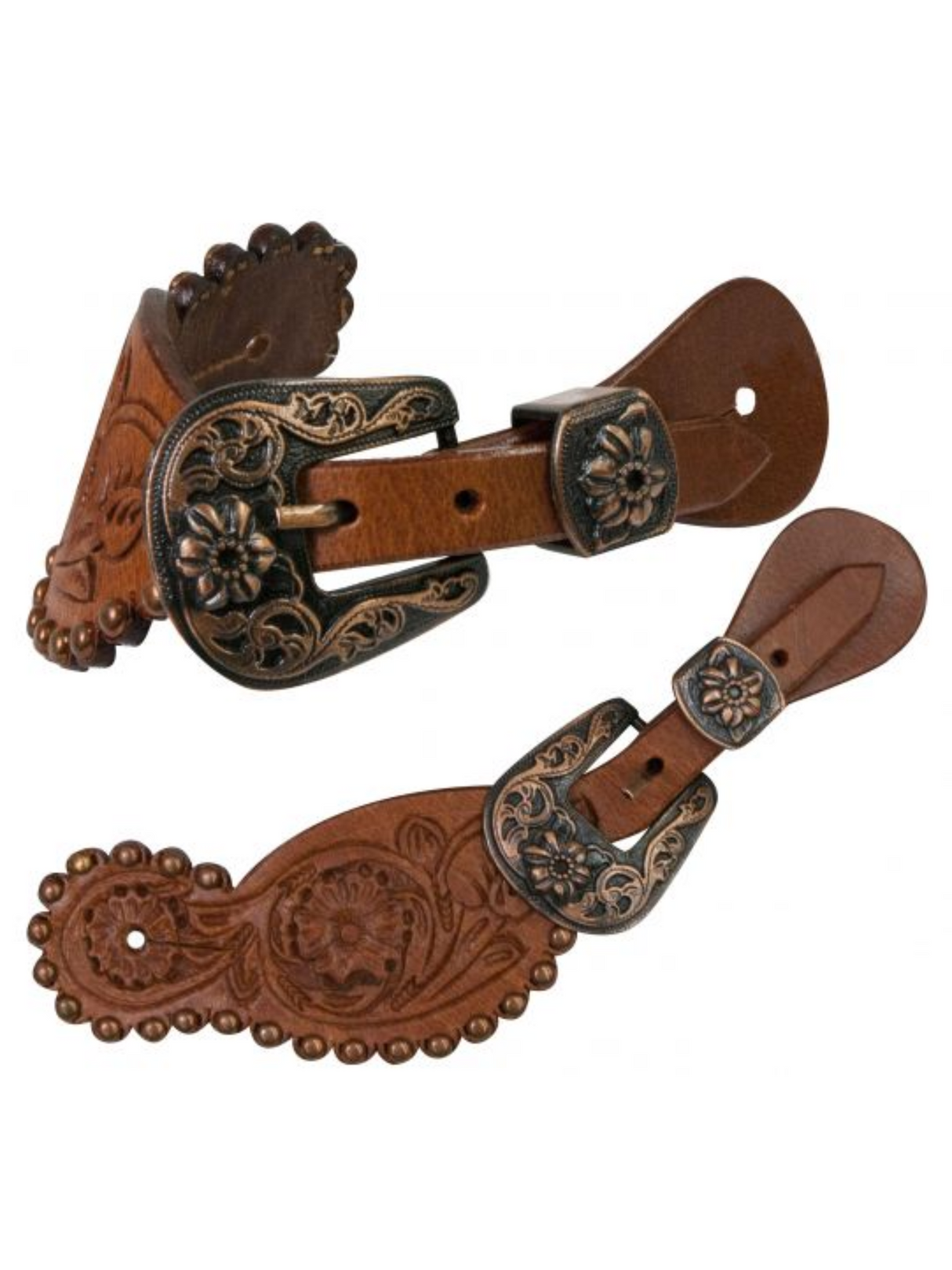 Copper Floral Western Spur Straps - Adult
