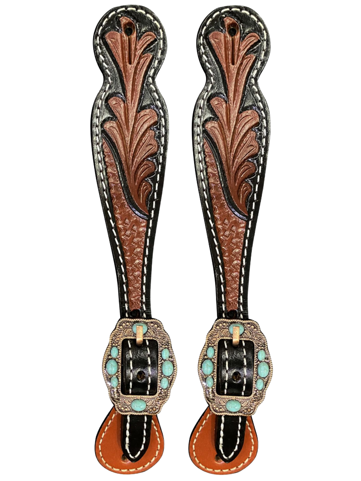 Two-Tone Floral Western Spur Straps - Adult