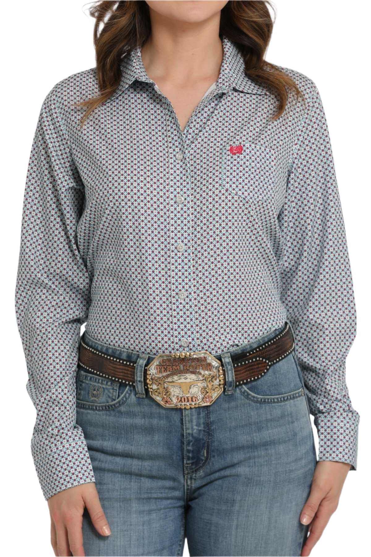 Chemise western Arenaflex géométrique grise - Femme