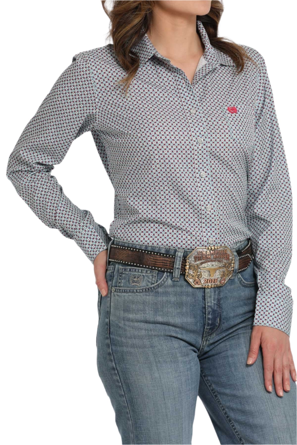 Chemise western Arenaflex géométrique grise - Femme