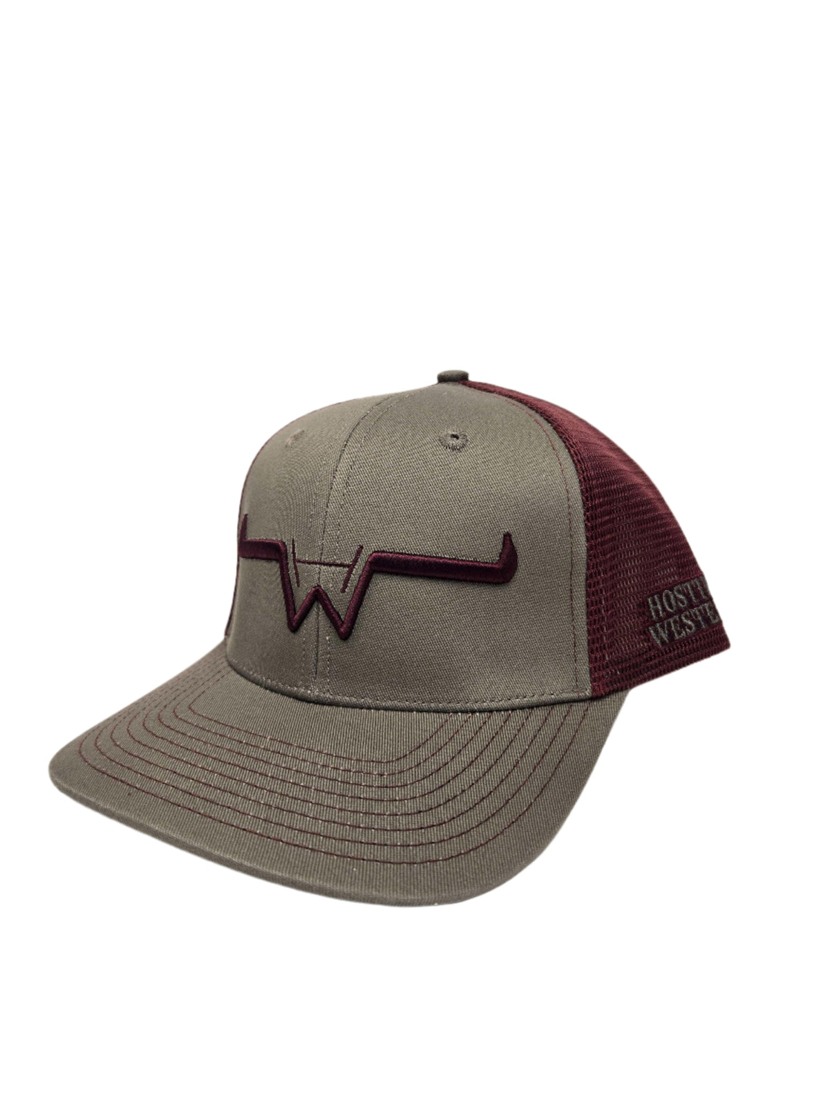 Casquette brodée grise/bourgogne - adulte