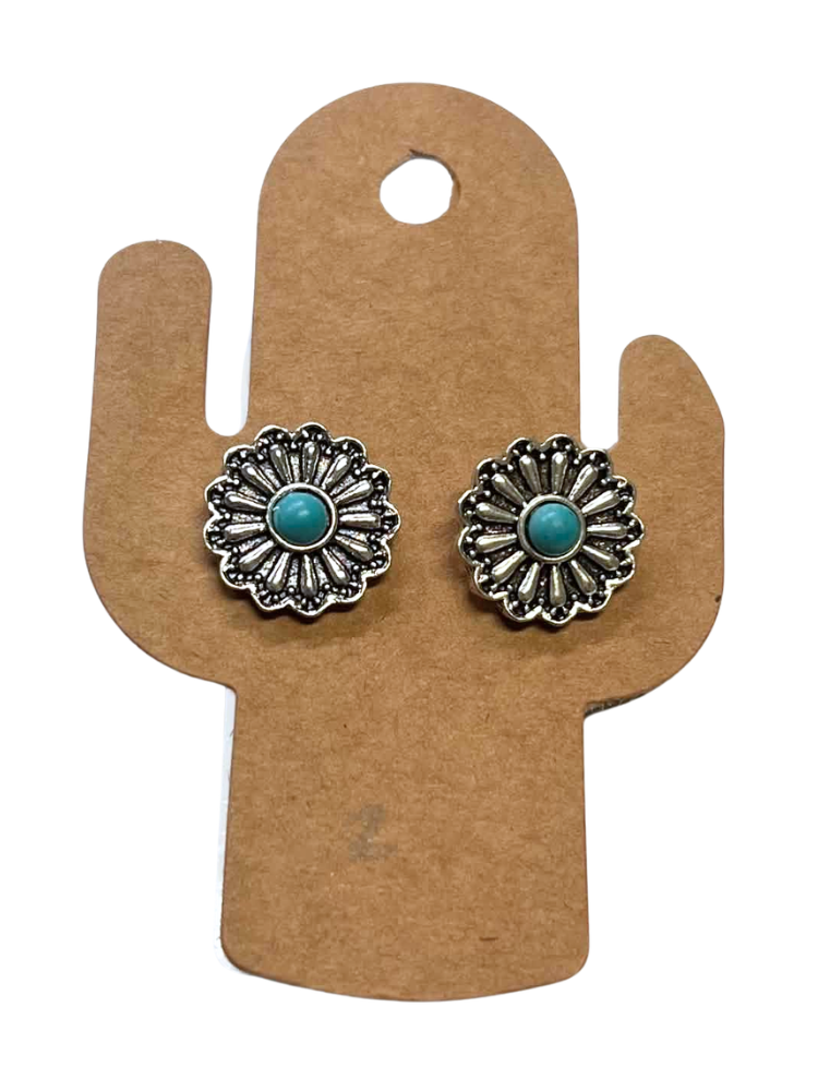 Boucles d'oreilles conchos turquoise dentelle