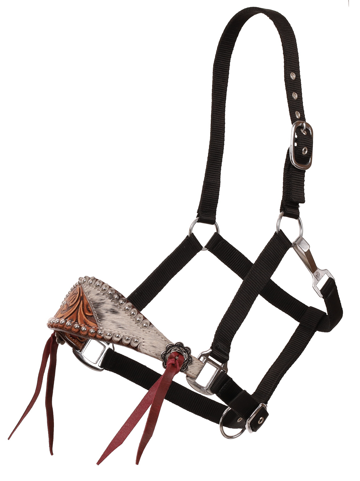 Licou de nylon avec nez de cuir bronc cowpuncher