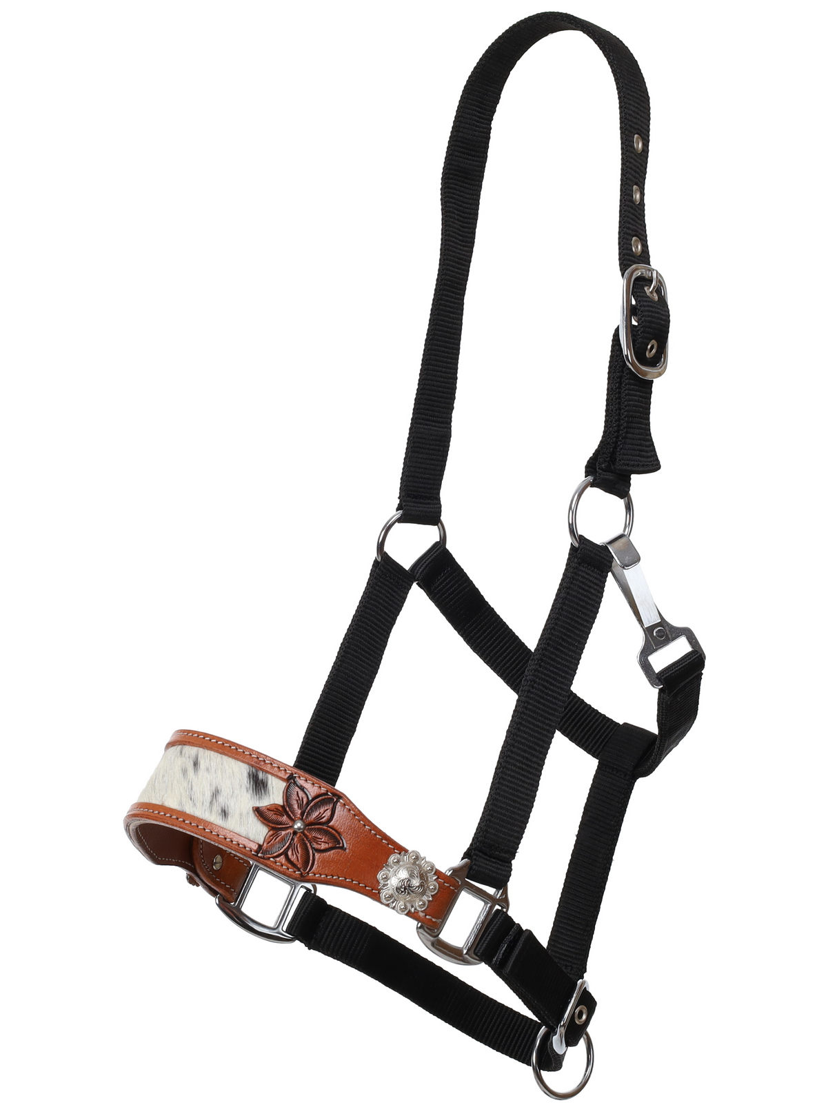 Licou de nylon avec nez de cuir Bronc Lilly Floral