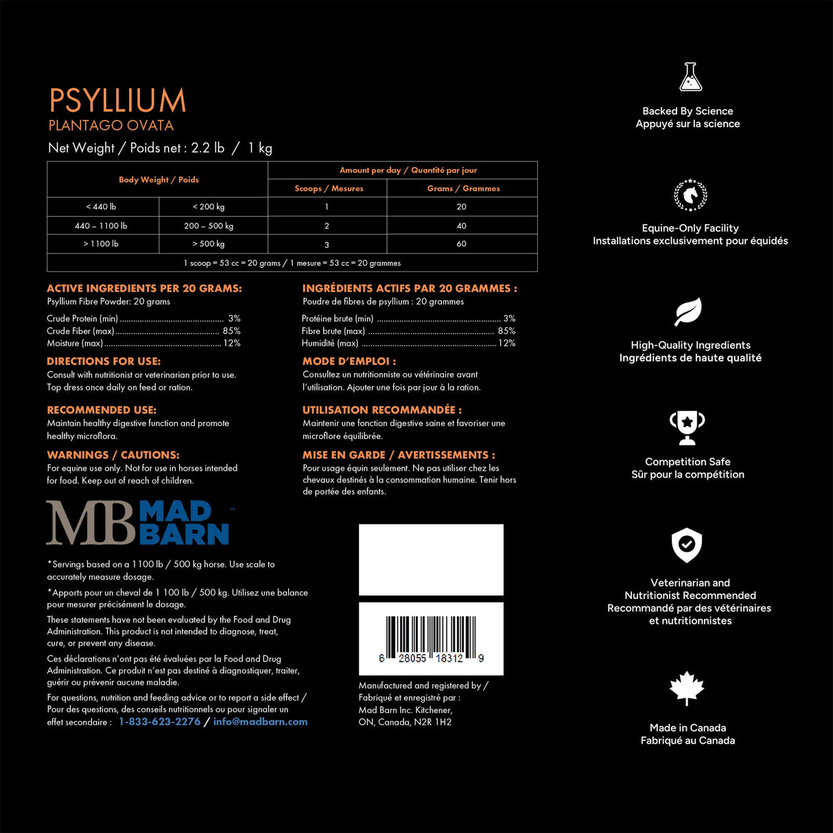 Supplément psyllium en poudre