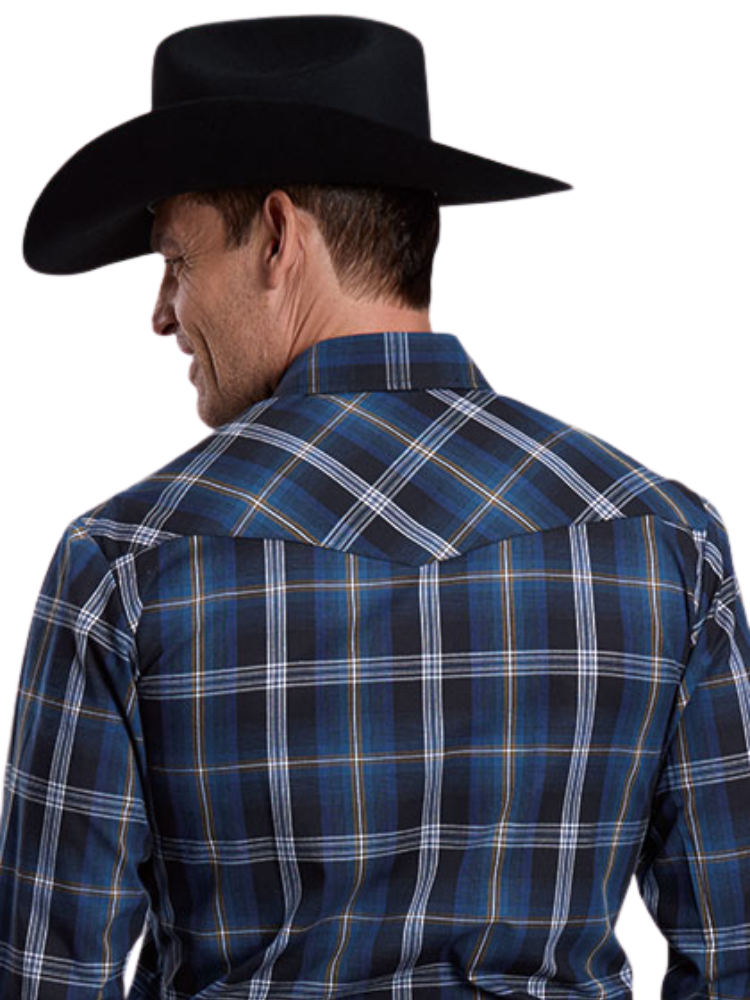 Chemise western Blue/Black/Tan Plaid - Homme