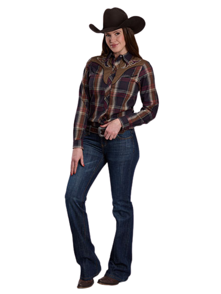 Chemise western Multi Brown Plaid - Femme