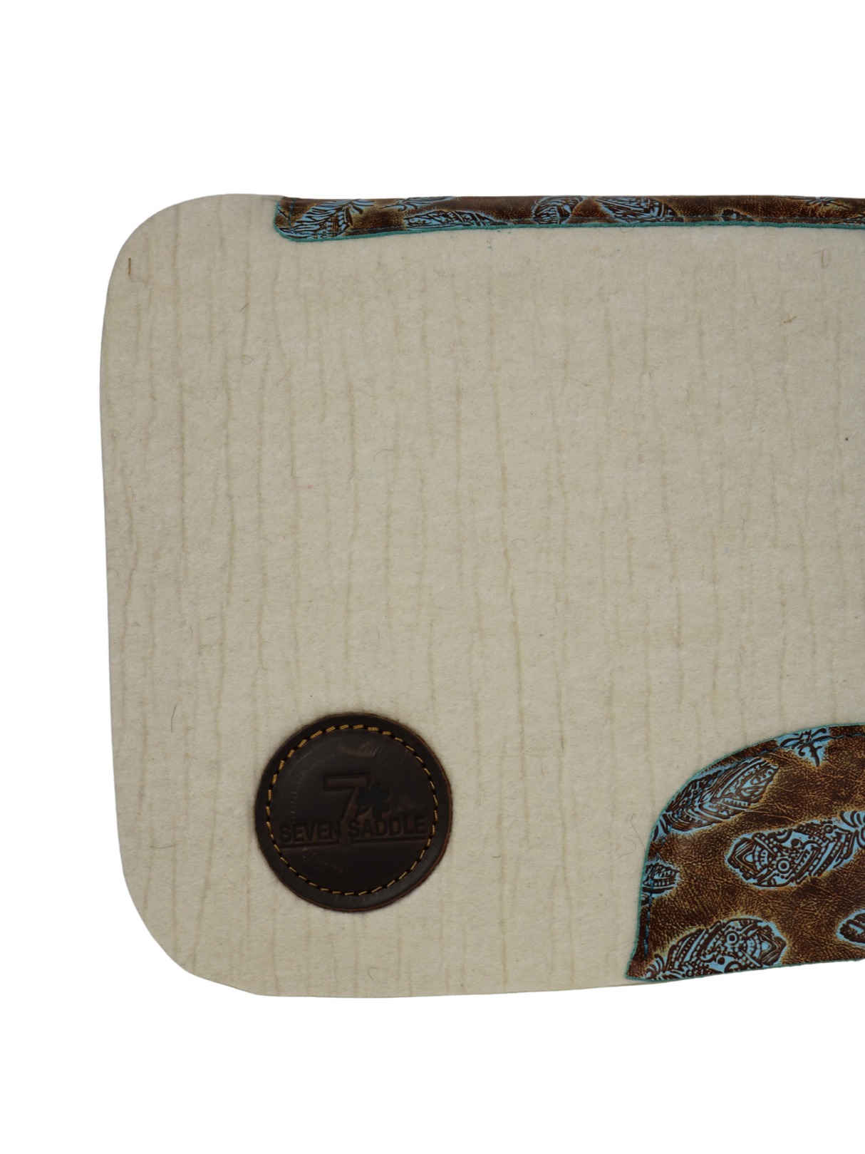 Beige Western Rug with Turquoise Feathers