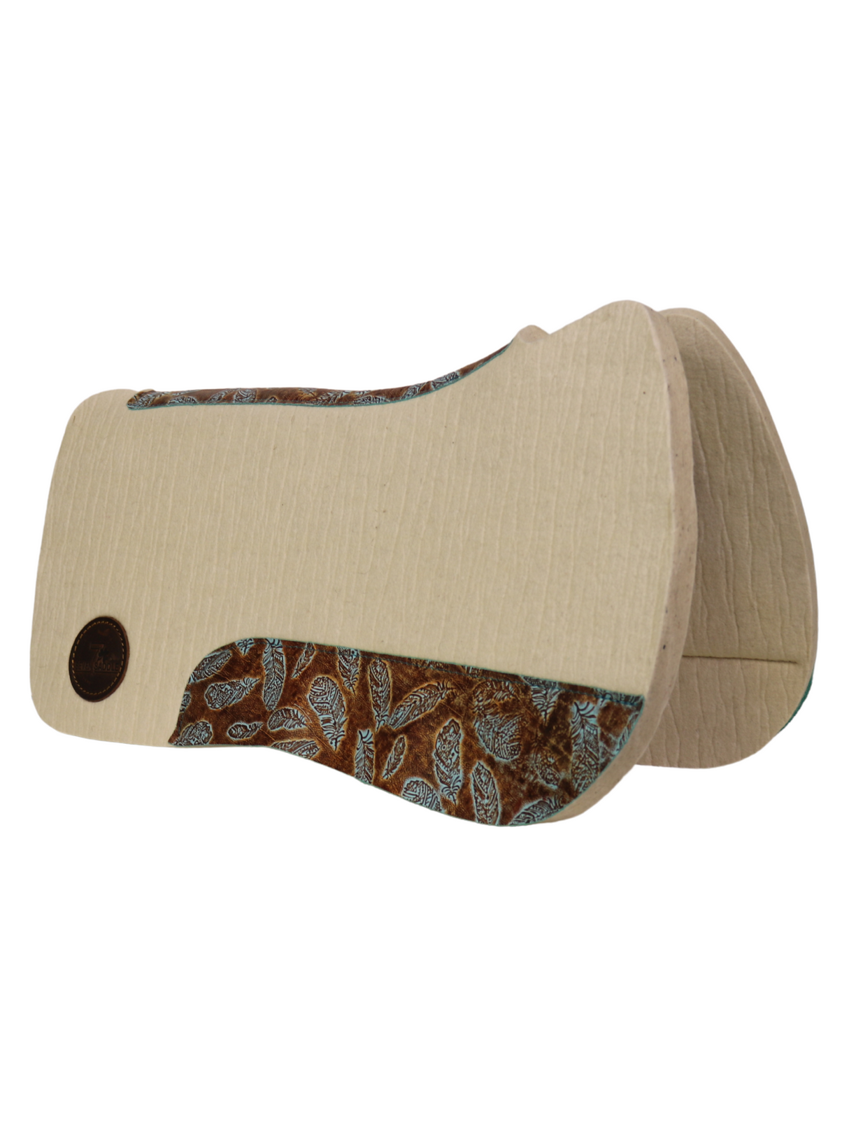 Beige Western Rug with Turquoise Feathers