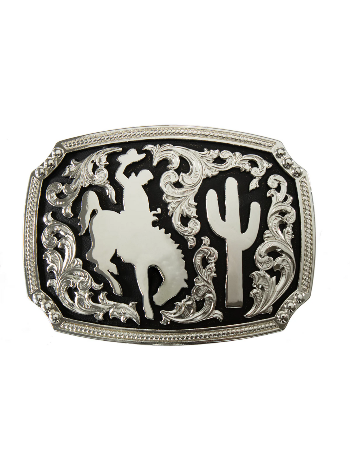 Bronc Rider Belt Buckle with Desert Decor