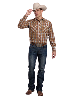 Chemise Western à carreaux Brun/Sage - Homme