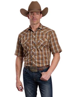 Chemise Western Brun/Sage à manches courtes - Homme