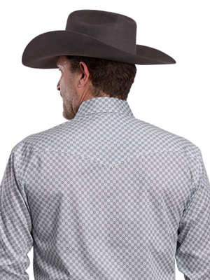 Amarillo Western Shirt, Stretch Collection, Four Point Scarf, Grey - Men's