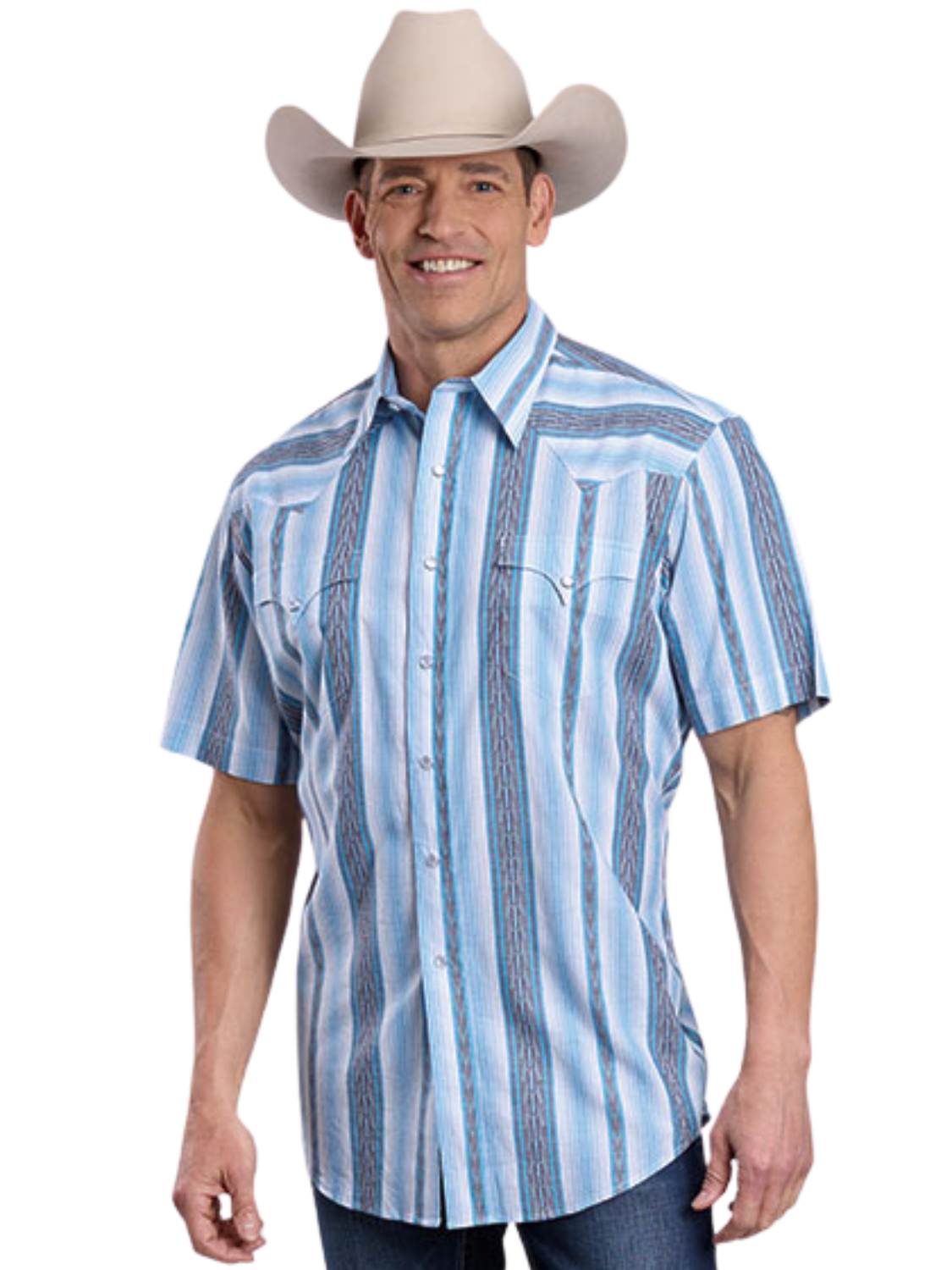 Chemise Western 2832 à manches courtes à Rayures Yarn Dye - Homme