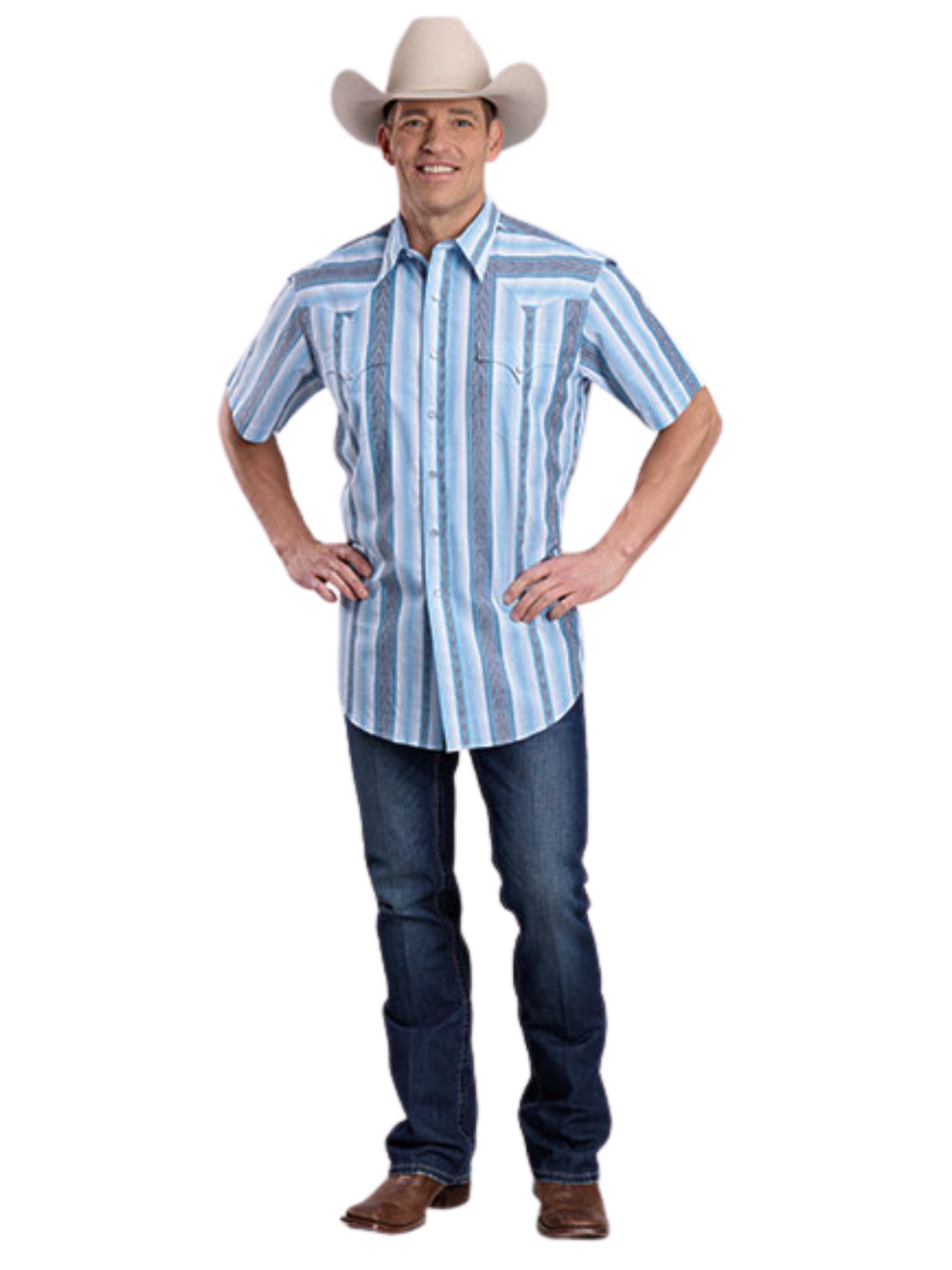 Chemise Western 2832 à manches courtes à Rayures Yarn Dye - Homme