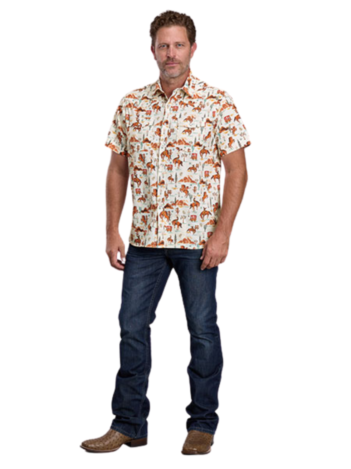 Chemise Western 3012 Imprimé Vintage Scenic à manches courtes - Homme