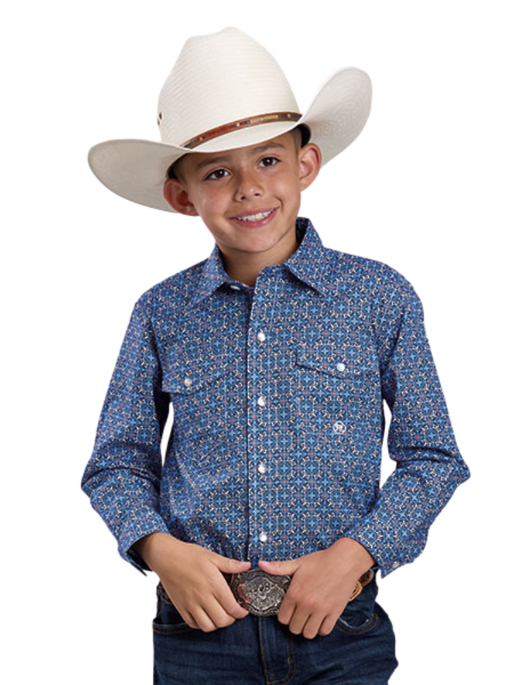 Western Sky Tile Scarf Shirt - Boy