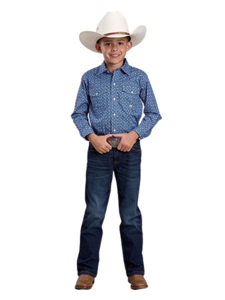 Western Sky Tile Scarf Shirt - Boy