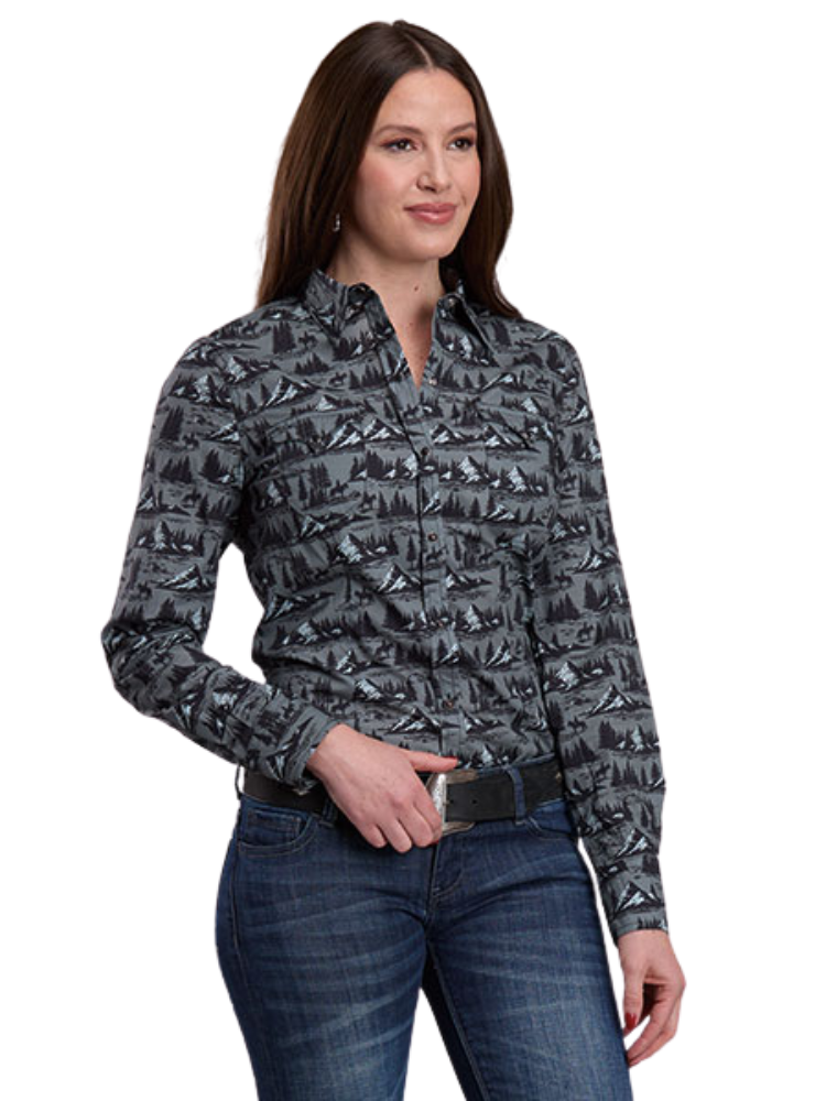 Chemise western Mountain Scenic Print - Femme