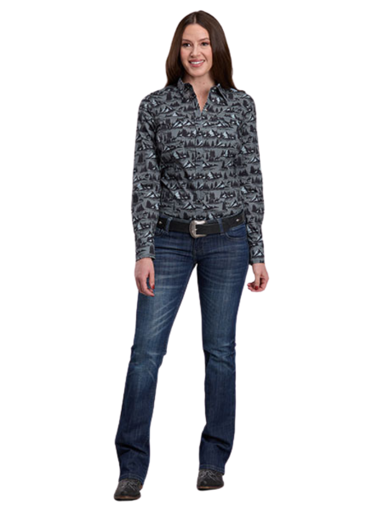 Chemise western Mountain Scenic Print - Femme