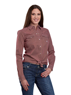 Women's Red Geo Western Shirt