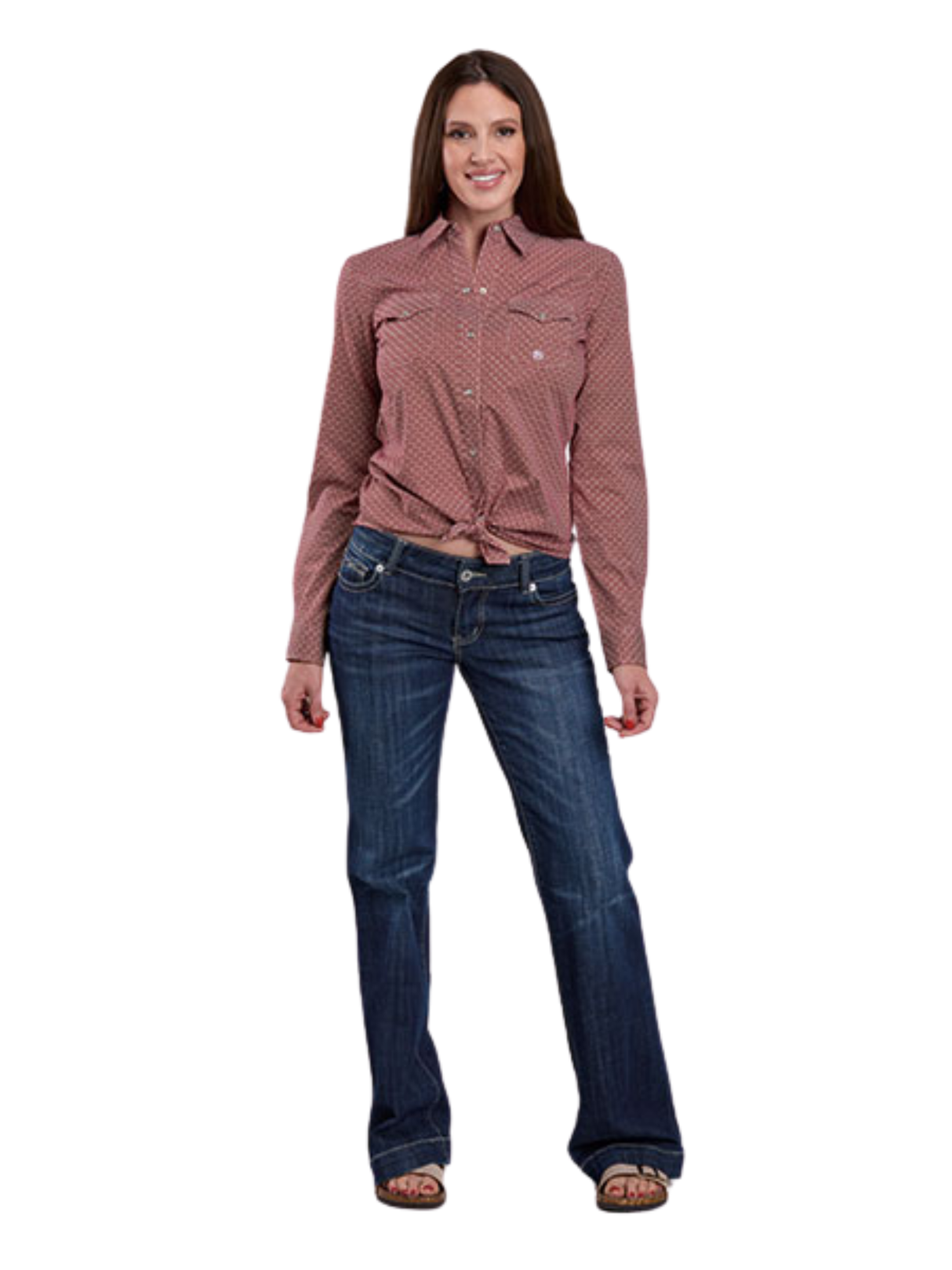Women's Red Geo Western Shirt