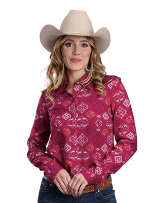 Chemise Western Aztec rose - Femme