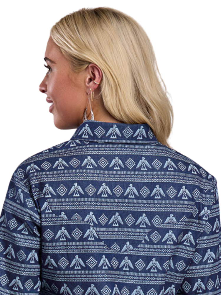 Women's Aztec Stripe Denim Western Shirt