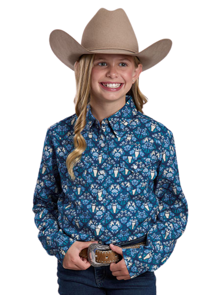 Chemise Western Five Star Horses & Flowers - Fille