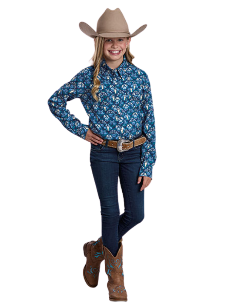 Chemise Western Five Star Horses & Flowers - Fille