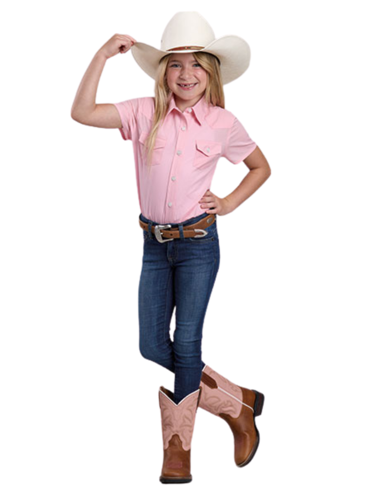 Chemise Western à manches courtes Rose - Fille