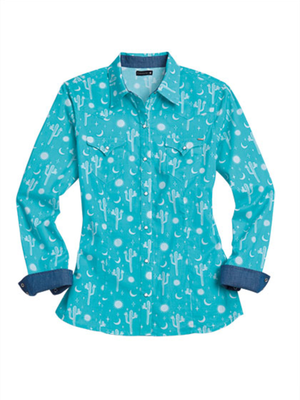 Women's Western Boho Cactus Snap Shirt