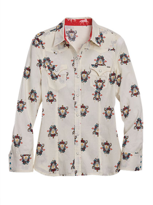 Chemise Western Longhorns Print - Femme