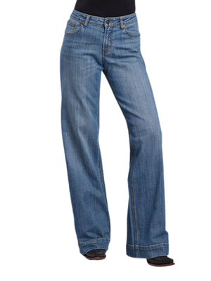 Jeans Western Stella Mid-Rise Wide Leg Med Wash - Femme