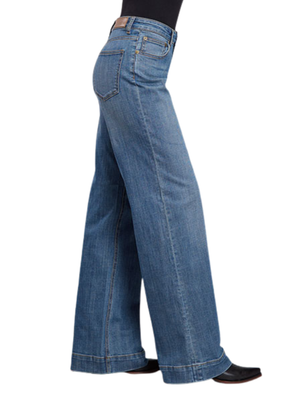 Jeans Western Stella Mid-Rise Wide Leg Med Wash - Femme