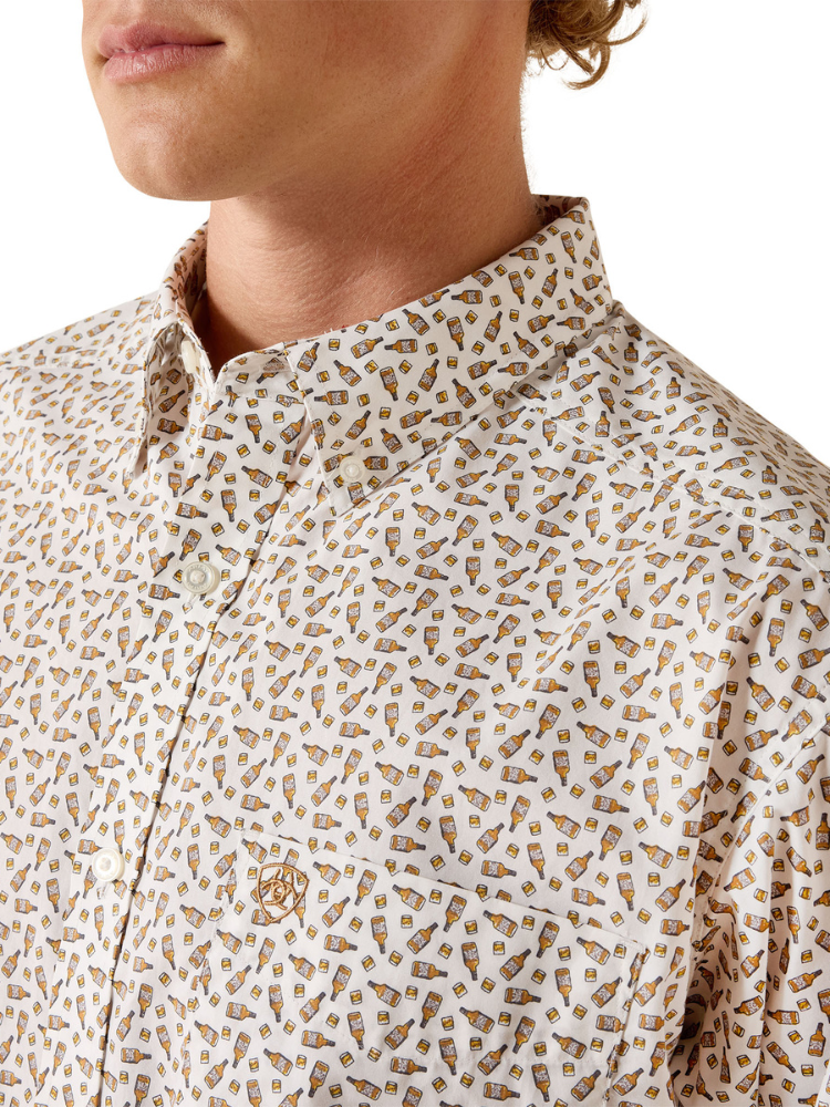 Chemise Pancho Classic Fit White Bottles Print - Homme