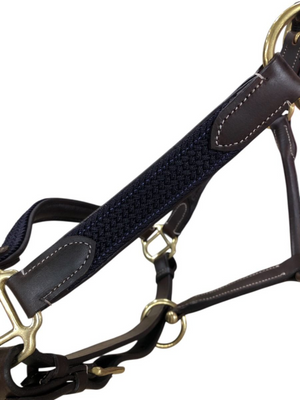 Licou en cuir Softy avec tissage nylon décoratif