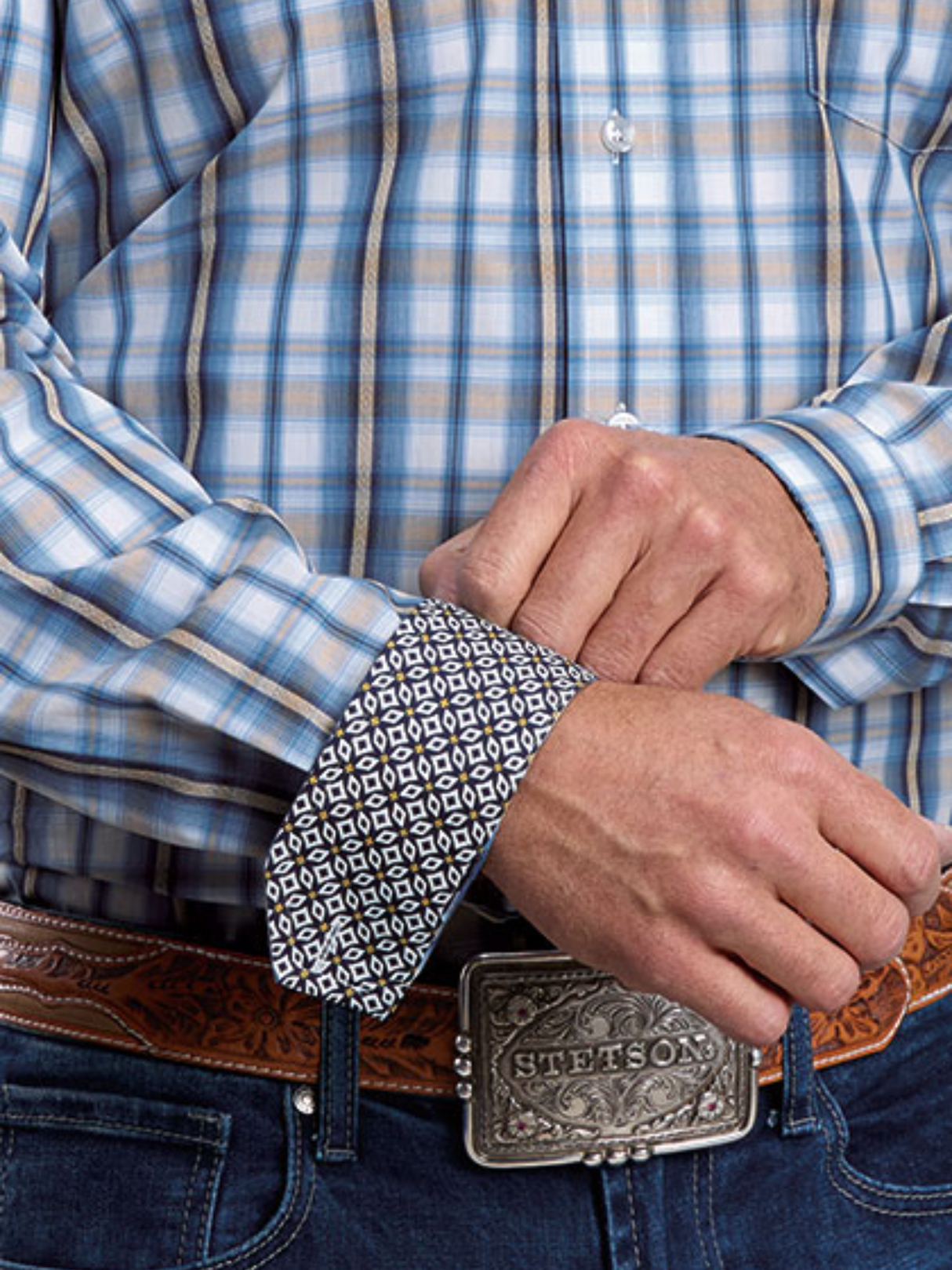 2879 Blue Vintage Dobby Western Shirt - Men