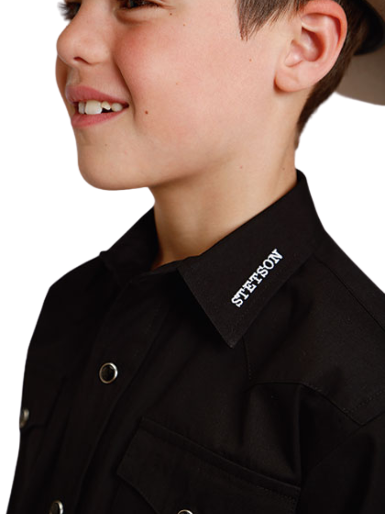 Chemise Western Noire à broderies Stetson - Garçon