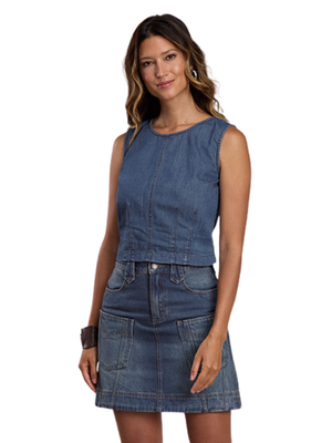 Blouse En Jean Structurée Sans Manches - Femme