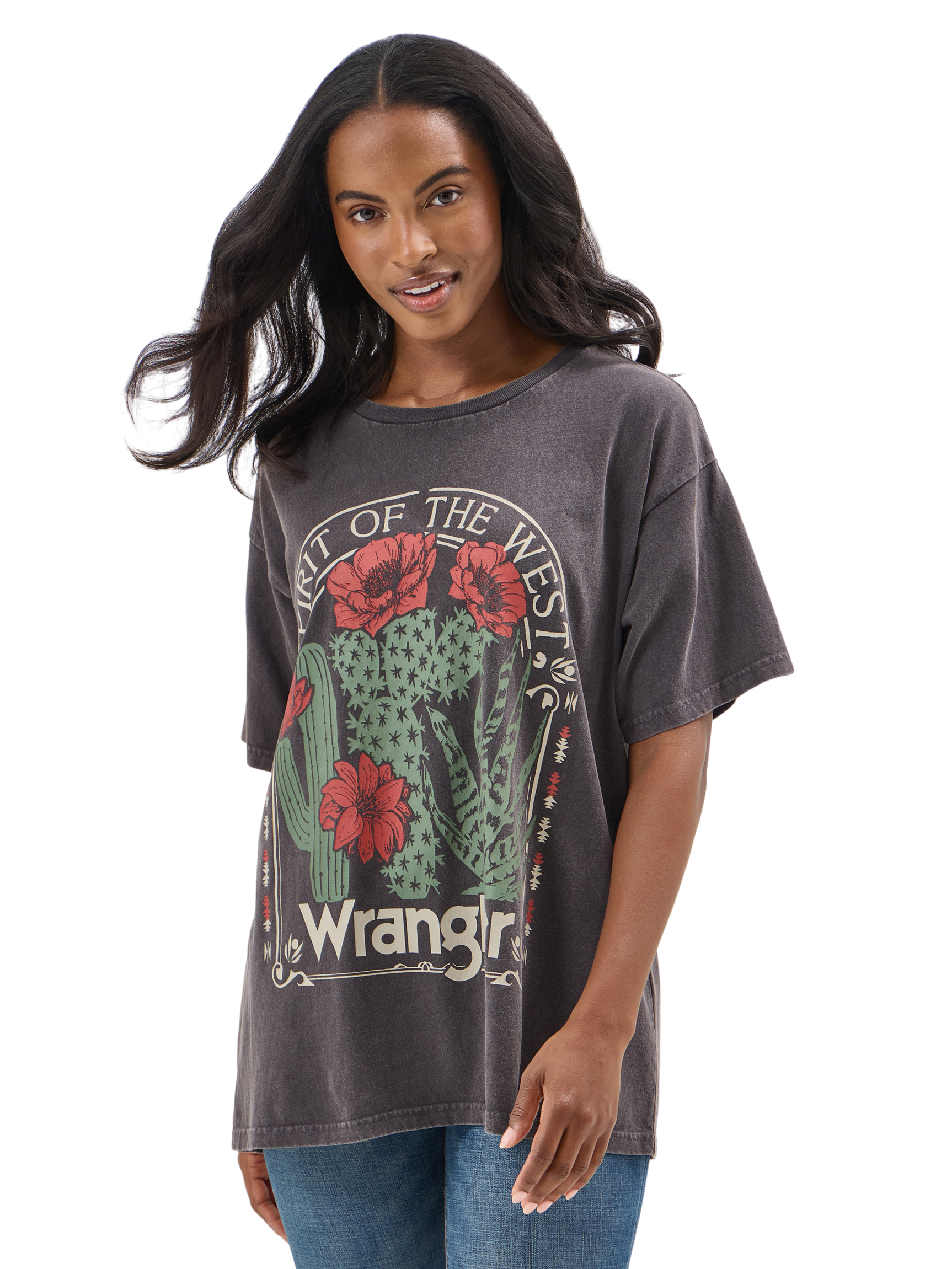 T-shirt Oversized cactus flowers - Femme