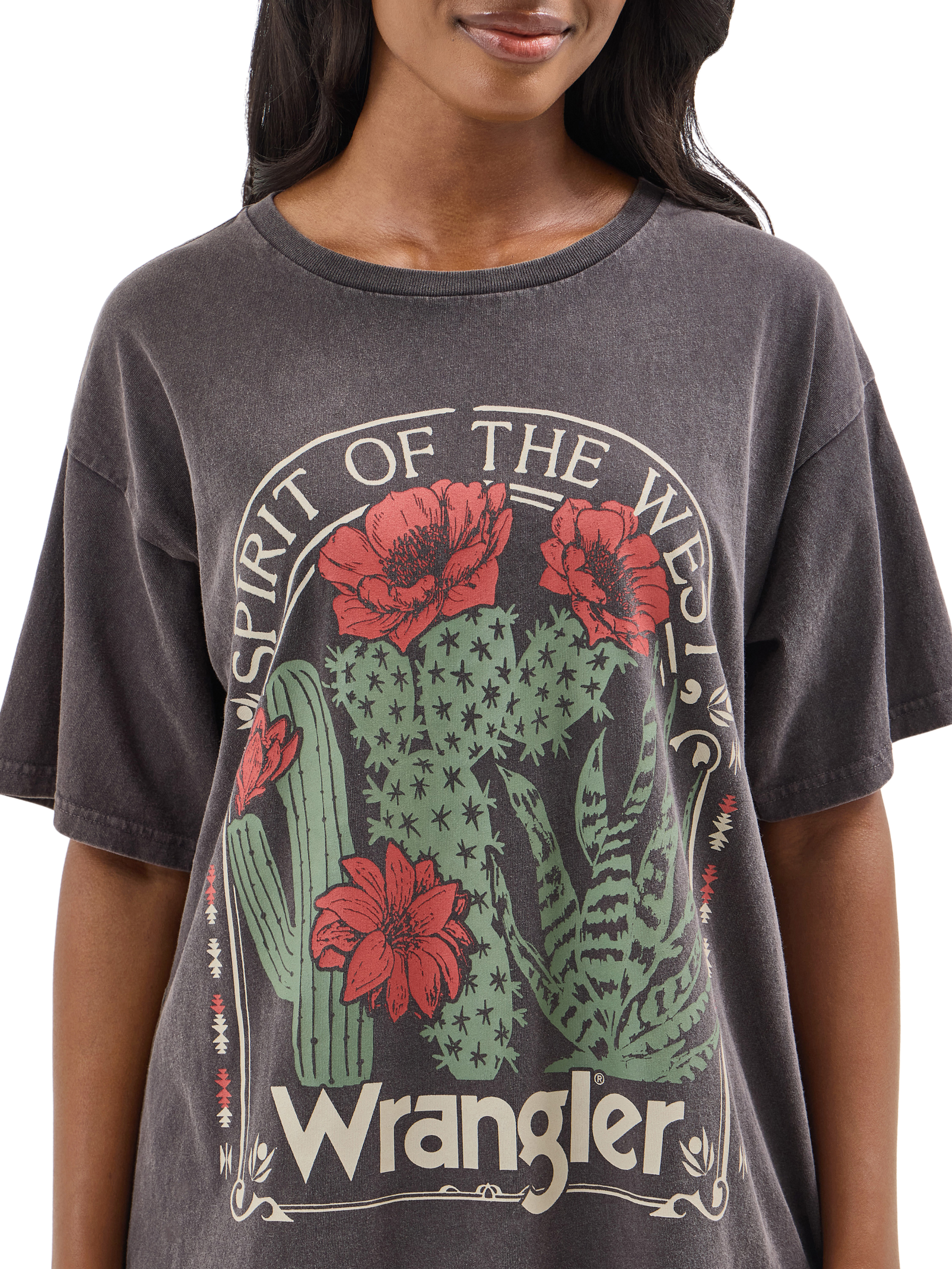 T-shirt Oversized cactus flowers - Femme