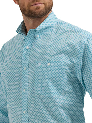 Chemise Classic Relaxed Fit Teal Print - Homme