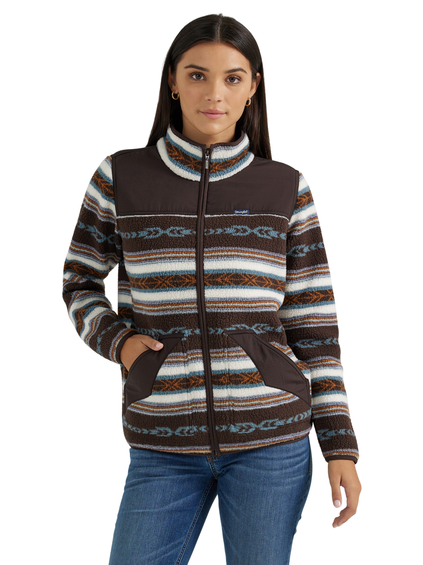 Pull Sherpa avec zip Aztec - Femme