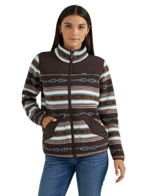 Pull Sherpa avec zip Aztec - Femme