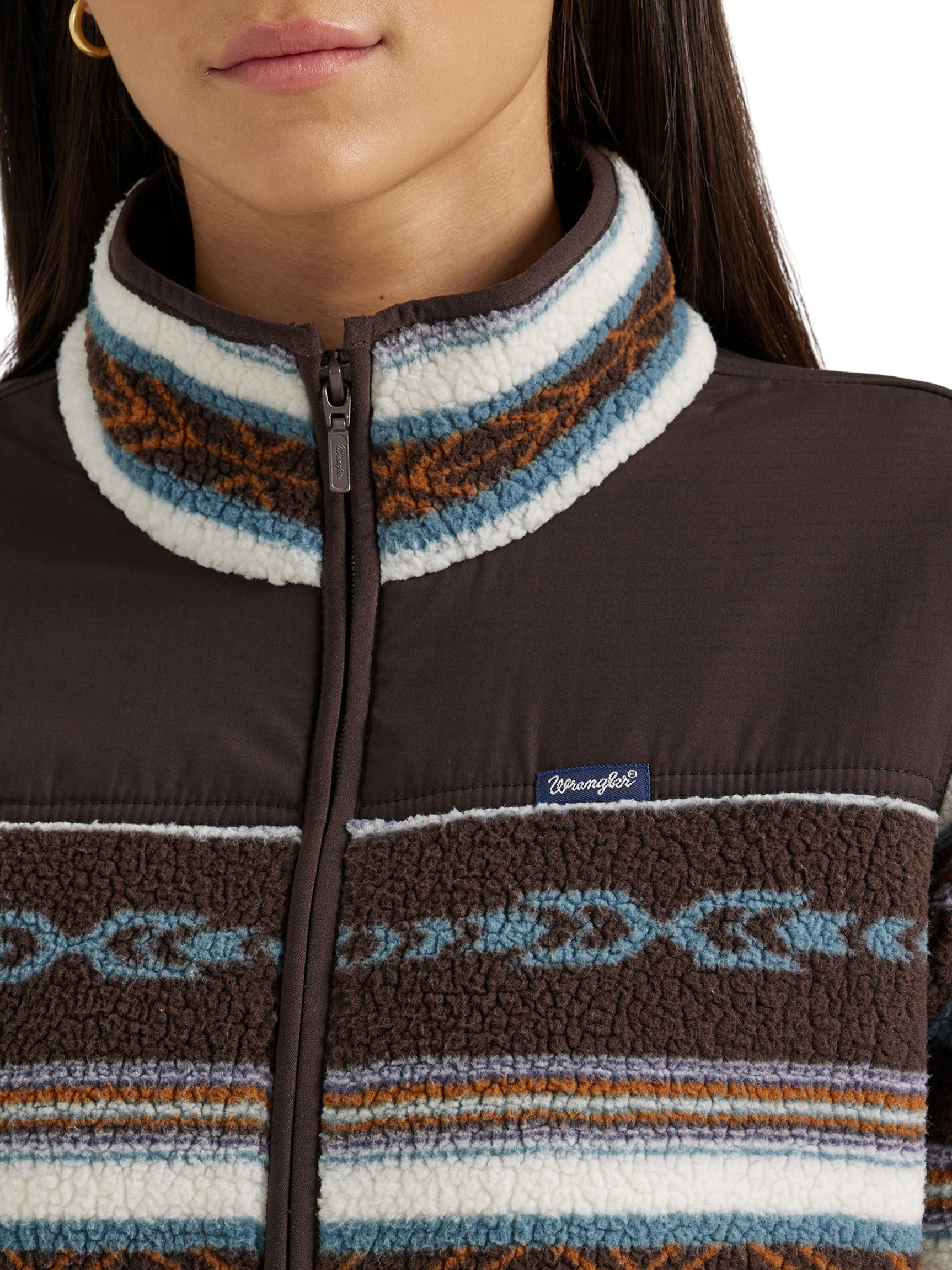 Pull Sherpa avec zip Aztec - Femme