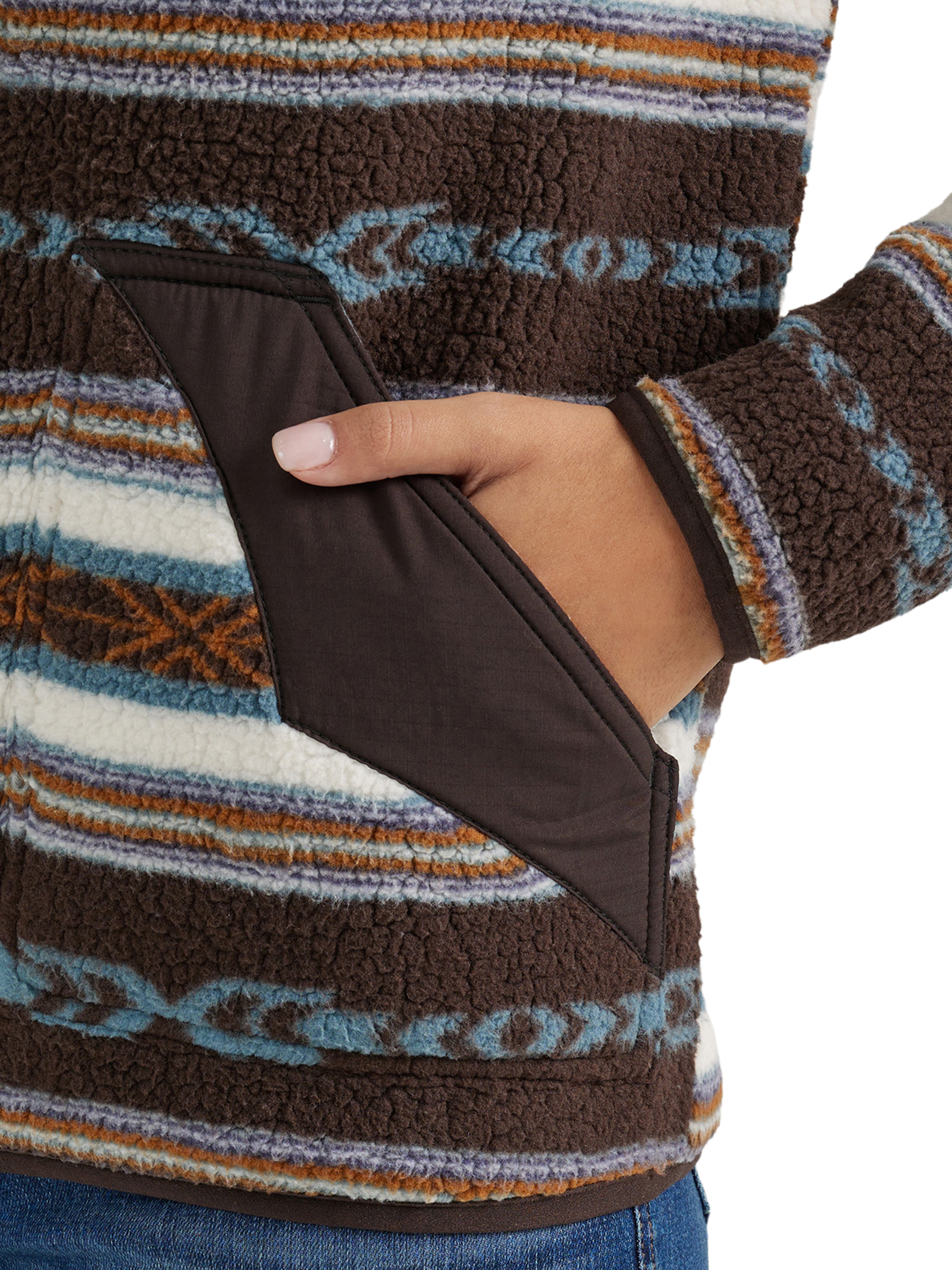 Pull Sherpa avec zip Aztec - Femme