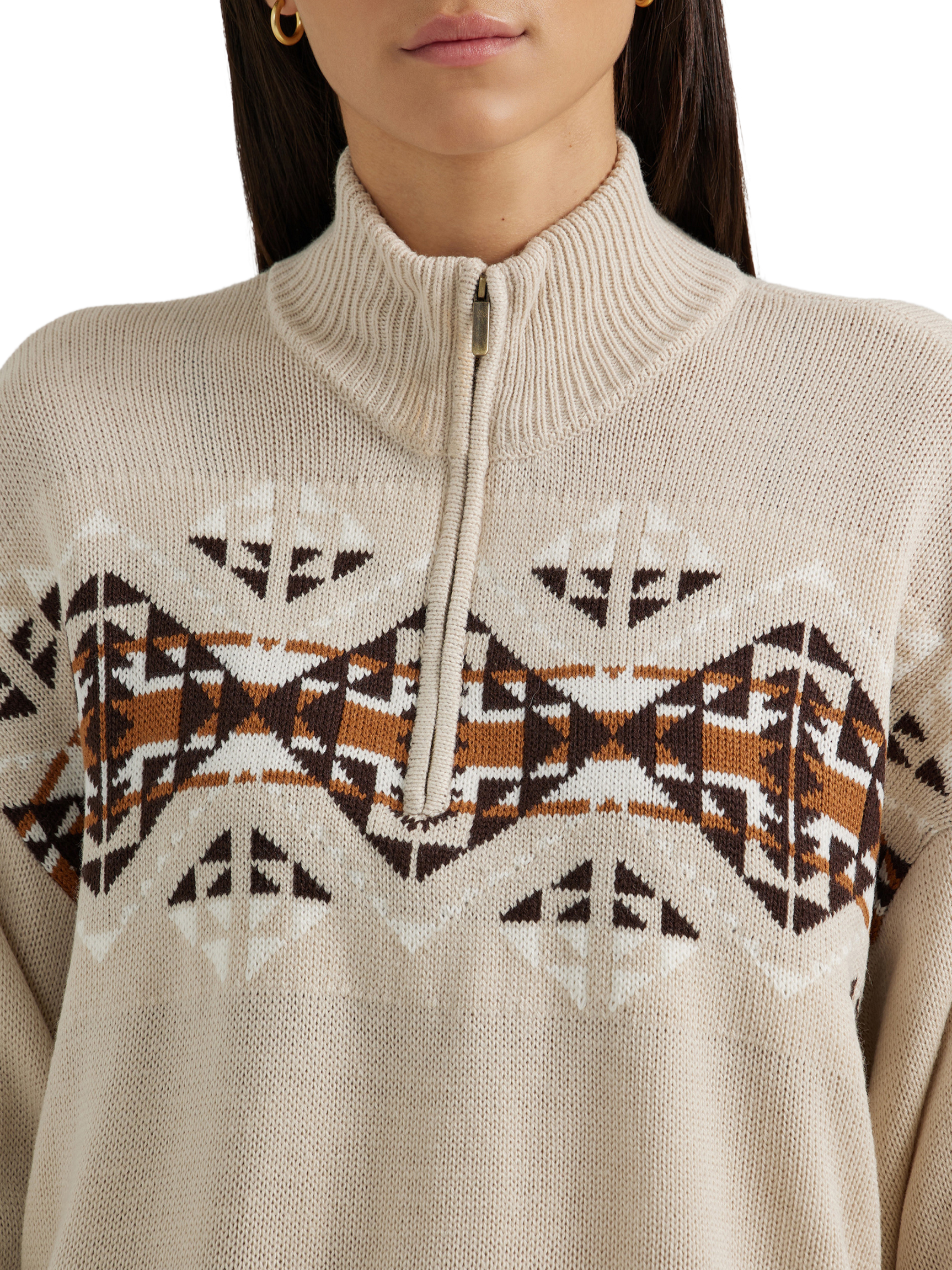 Sweater Tricot avec zip Aztec - Femme