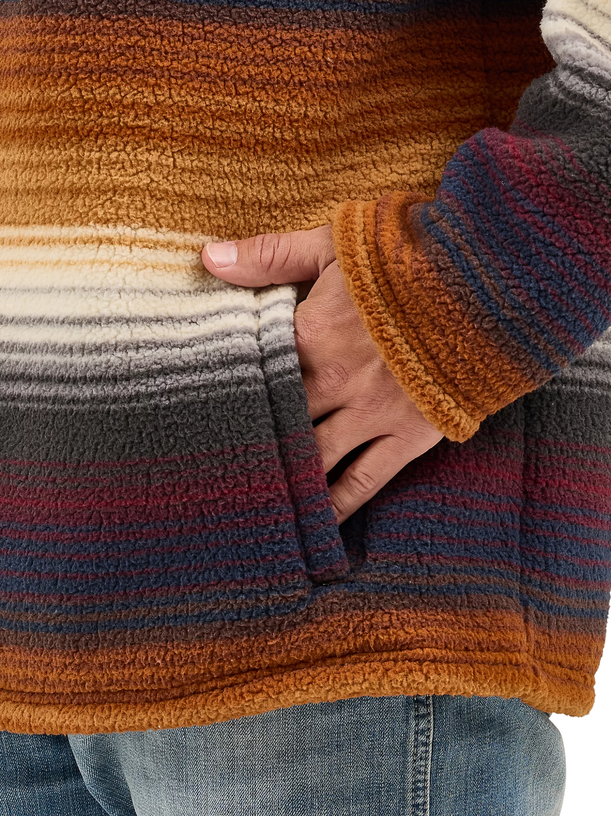 Pull Sherpa rayé à quart de zip - Homme